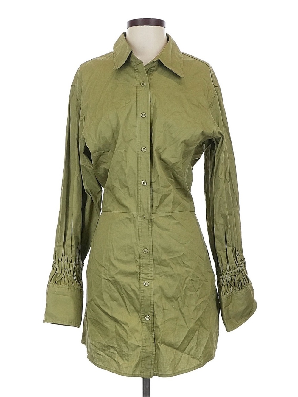 En Saison NWT Olive Green Button-Front Shirt Dress